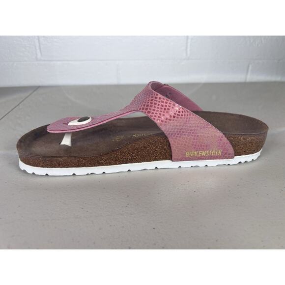 Birkenstock Gizeh Women’s 11 US 42 EU Snake Metallic Pink Rose Gold Sandals NWOB - Picture 5 of 16